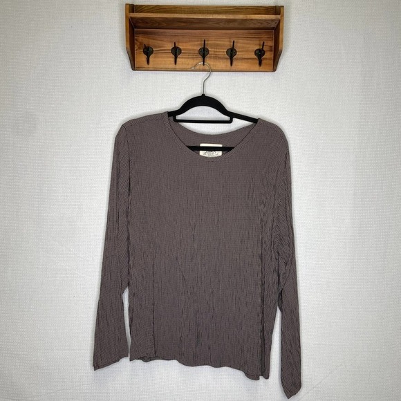 Flax | Brown Plaid Long Sleeve Top Small - Picture 2 of 8